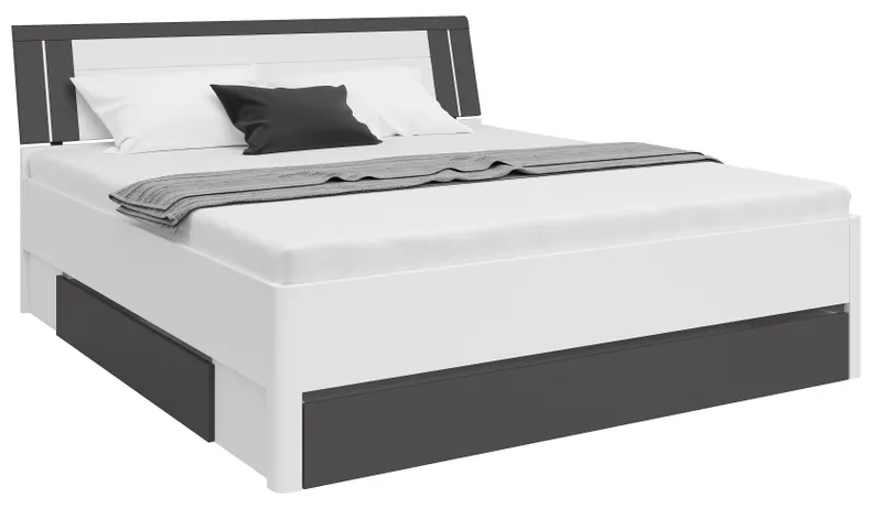 BRW Кровать Saturn 180x200 с 3 ящиками белая/графит, белый/графит LOZ3S/180-BI/GF фото №2