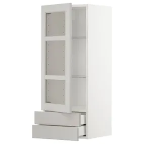 IKEA METOD МЕТОД / MAXIMERA МАКСІМЕРА, навісна шафазі скляними двер / 2 шухл, білий / світло-сірий Lerhyttan, 40x100 см 794.657.51 фото