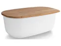 BRW Сковорода для хлеба с деревянной доской 39x24x15,5 см белая 091308 фото thumb №1
