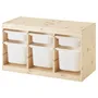 IKEA TROFAST ТРУФАСТ, комбінація для зберіган +контейнери, світла сосна, пофарбована в білий/білий колір, 93x44x52 см 191.026.59 фото