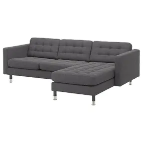 IKEA LANDSKRONA ЛАНДСКРУНА, 3-місний диван, з кушеткою/ГУННАРЕД темно-сірий/металевий 892.726.67 фото