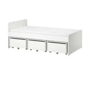 IKEA SLÄKT СЛЭКТ, каркас кровати с 3 ящиками, белый, 90x200 см 893.860.70 фото