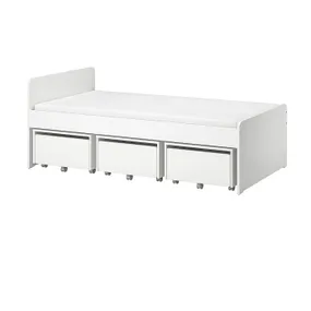 IKEA SLÄKT СЛЕКТ, каркас ліжка,3шухляди, білий, 90x200 см 893.860.70 фото