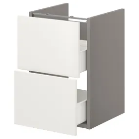 IKEA ENHET ЕНХЕТ, підлогова шафа під раковин з 2 шухл, сірий/білий, 40x42x60 см 393.210.43 фото