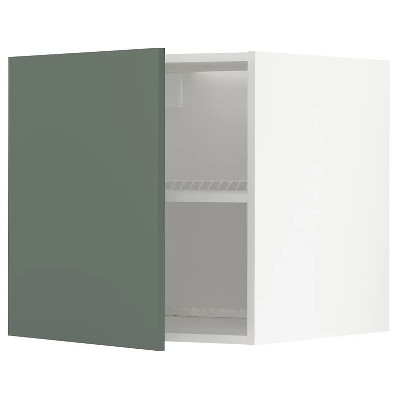 IKEA METOD МЕТОД, верхний шкаф д / холодильн / морозильн, белый / бодарский серо-зеленый, 60x60 см 394.693.79 фото №1