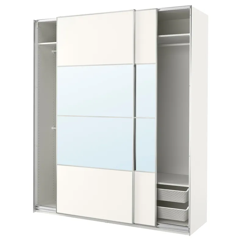IKEA PAX ПАКС / MEHAMN / AULI МЕХАМН / АУЛИ, гардероб, комбинация, белый 2стр / белое зеркало, 200x66x236 см 594.329.88 фото №1