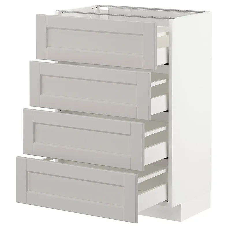 IKEA METOD МЕТОД / MAXIMERA МАКСИМЕРА, напольн шкаф 4 фронт панели / 4 ящика, белый / светло-серый, 60x37 см 392.743.91 фото №1
