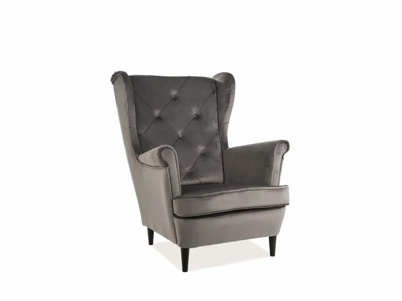 Мягкое кресло бархатное SIGNAL LADY Velvet, Bluvel 14 - серый фото №1