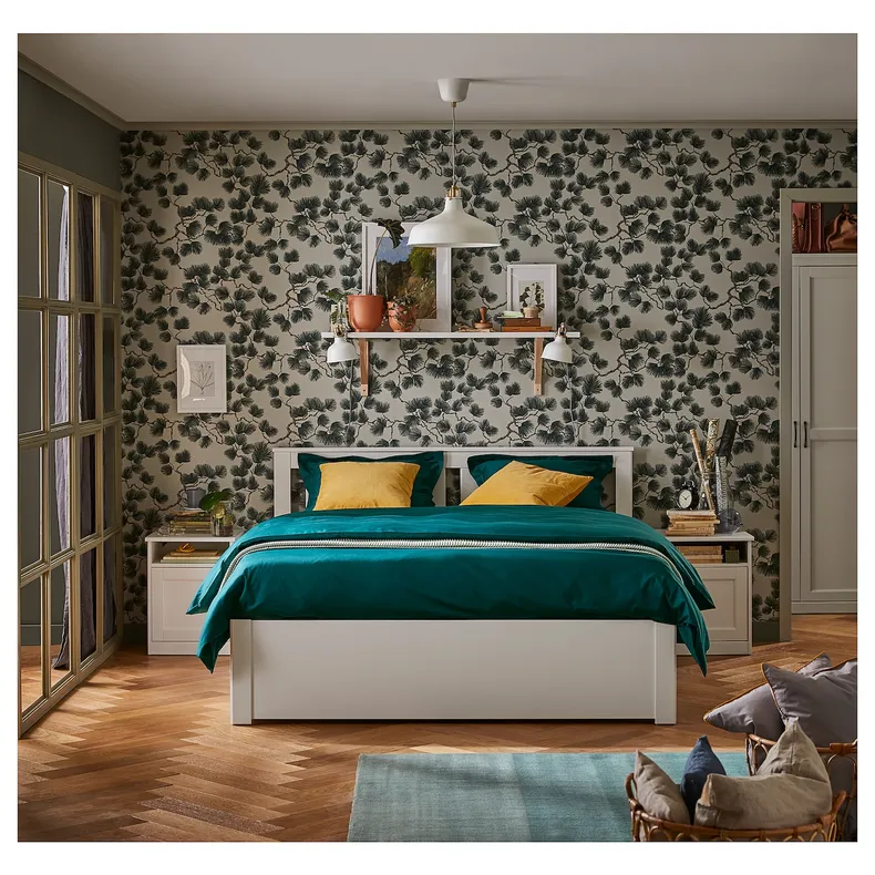 IKEA SONGESAND СОНГЕСАНД, каркас ліжка, 2 коробки для зберіг, білий, 140x200 см 192.412.07 фото №2