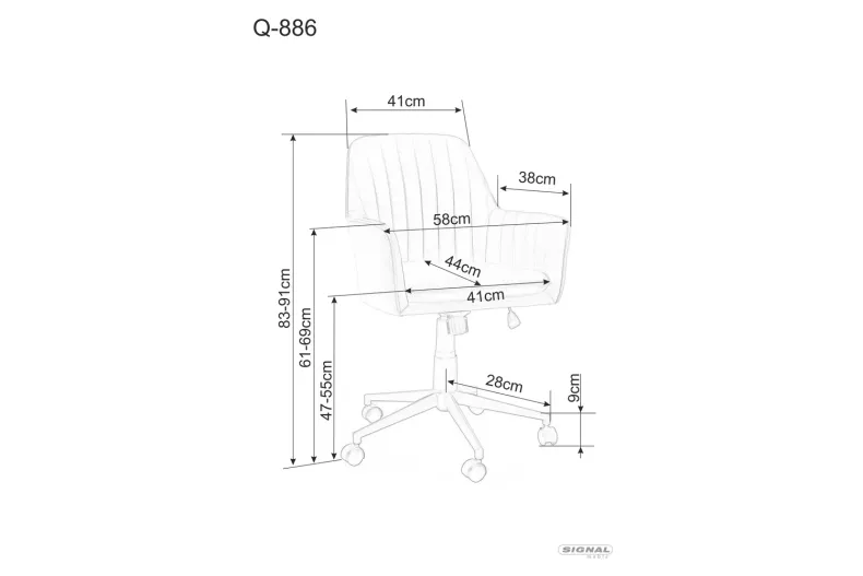 Стілець поворотний оксамитовий SIGNAL Q-886 Velvet , Bluvel 40 - темно-бежевий фото №3