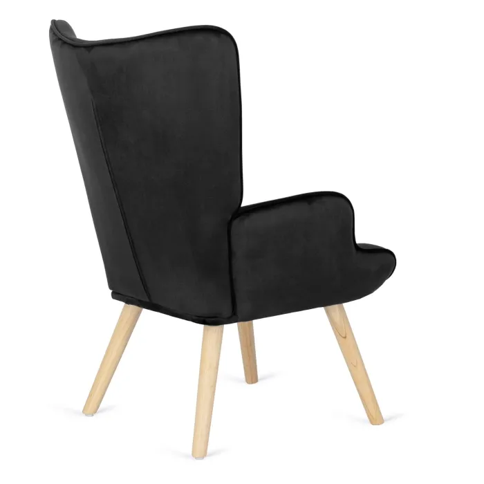 Кресло мягкое бархатное с подставкой для ног MEBEL ELITE LOZANO Velvet, Черный фото №11