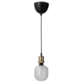IKEA JÄLLBY ЄЛЛЬБЮ / MOLNART МОЛЬНАРТ, підвісний світильник із лампою, латунь/трубоподібне біле/прозоре скло 794.945.60 фото