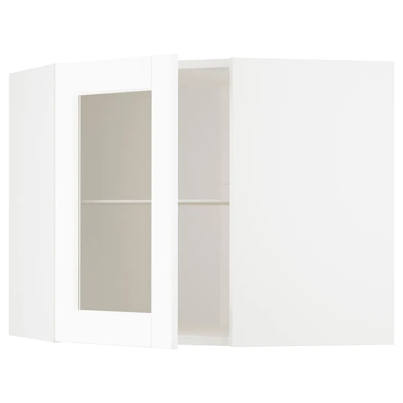 IKEA METOD МЕТОД, кутова настін шафа, полиці / скл двер, білий Енкопінг / білий імітація дерева, 68x60 см 294.736.02 фото №1