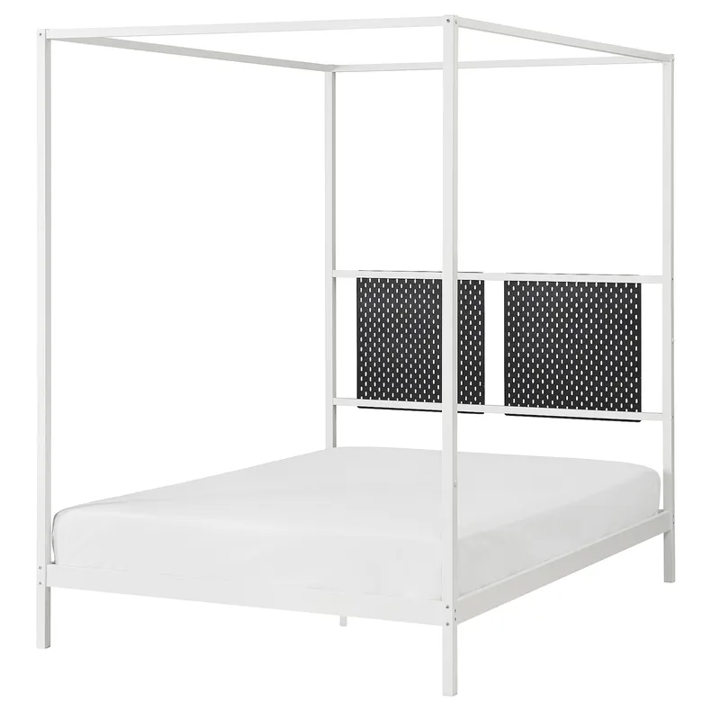 IKEA VITARNA ВИТАРНА, каркас кровати с 4-х стойками, белый Luröy/Skådis черный, 140x200 см 395.562.58 фото №1