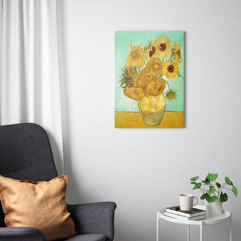 IKEA PJÄTTERYD ПЙЕТТЕРЮД, картина, Ваза з 12 соняшниками, 70x100 см 805.789.12 фото №2