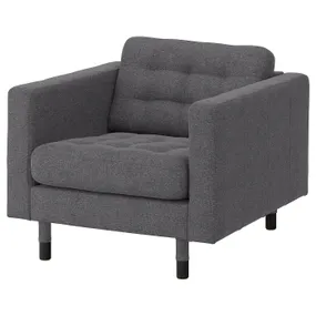 IKEA LANDSKRONA ЛАНДСКРУНА, кресло, Окрашенный в темно-серый / деревянный / черный цвет 694.441.89 фото