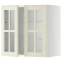 IKEA METOD МЕТОД, настінна шафа, полиці / 2 склх дверц, білий / БУДБІН кремово-білий, 60x60 см 293.949.78 фото thumb №1
