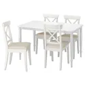 IKEA DANDERYD ДАНДЭРЮД / INGOLF ИНГОЛЬФ, стол и 4 стула, белый / бежевый, 130 см 095.442.43 фото thumb №1