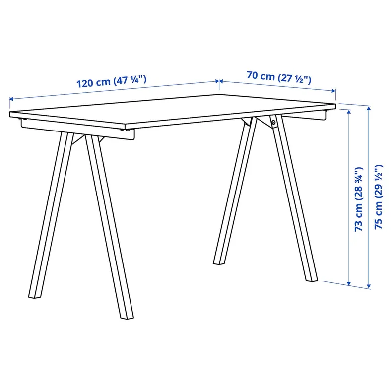 IKEA TROTTEN ТРОТТЕН, письмовий стіл, білий / антрацит, 120x70 см 494.295.71 фото №6