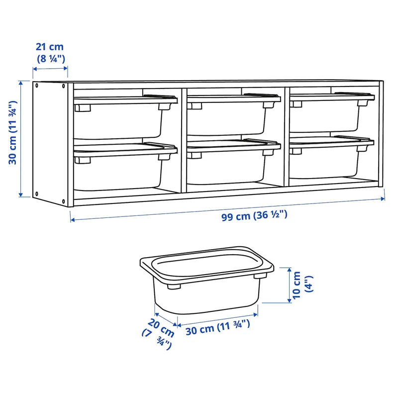 IKEA TROFAST, настенный шкаф, Серый/белый, 99x21x30 см 795.754.91 фото №5