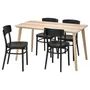 IKEA LISABO ЛИСАБО / IDOLF ИДОЛЬФ, стол и 4 стула, ясеневый шпон / черный, 140x78 см 991.614.85 фото