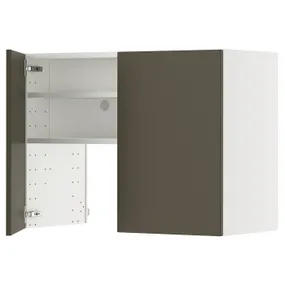 IKEA METOD МЕТОД, навесной шкаф д/вытяжки/полка/дверь, белый/гавсторпский коричневый/бежевый, 80x60 см 295.584.27 фото