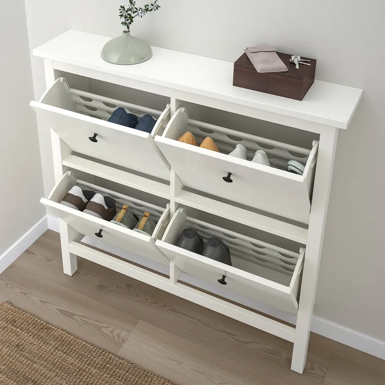 IKEA HEMNES ХЕМНЕС, шафа для взуття з 4 відділеннями, білий, 107x22x101 см фото №3