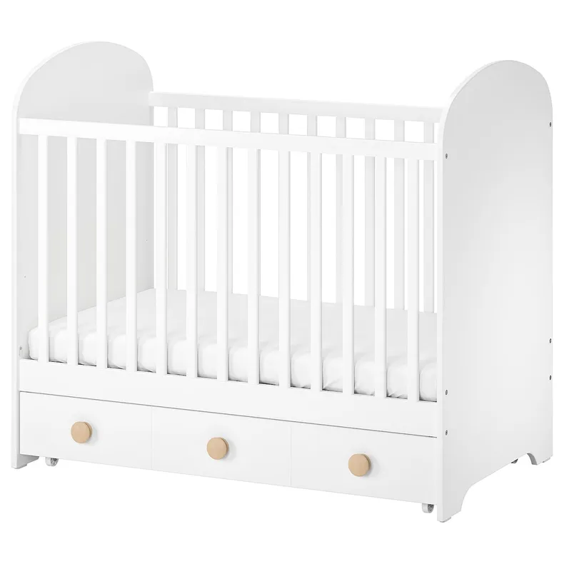 IKEA GONATT ГОНАТТ, дитяче ліжко з шухлядами, білий, 60x120 см 304.670.92 фото №1