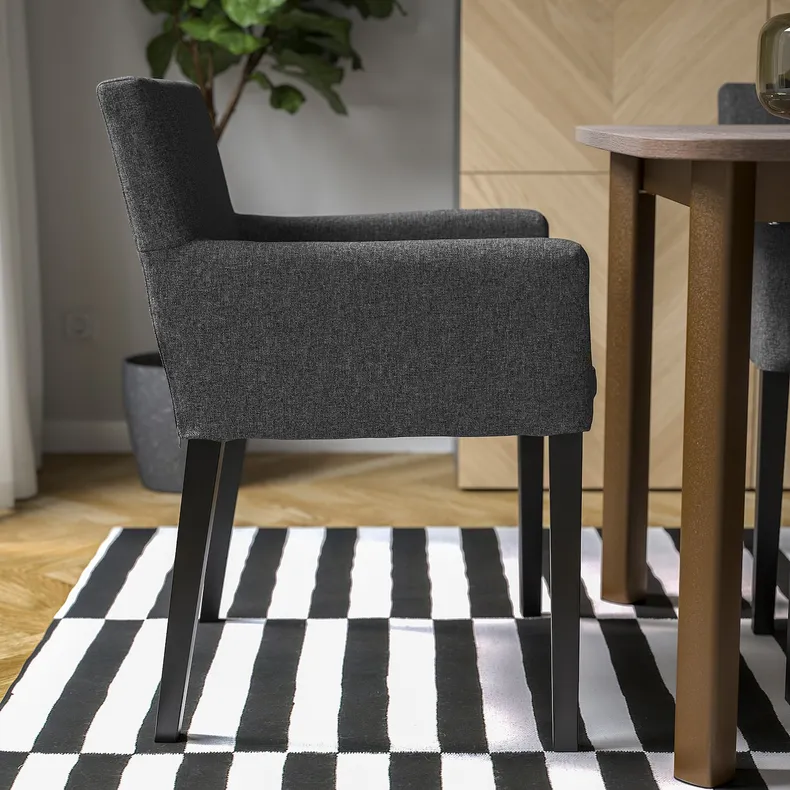 IKEA MÅRENÄS МОРЕНЕС, стілець із підлокітниками, чорний/ГУННАРЕД темно-сірий 995.143.88 фото №4