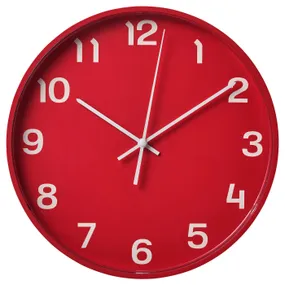 IKEA PLUTTIS ПЛУТТІС, настінний годинник, низьковольтний / червоний, 28 см 305.408.51 фото