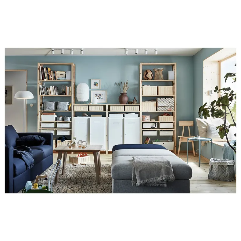 IKEA IVAR ИВАР, 4 секции / полки / шкаф, сосна / белый, 344x30x226 см 794.038.38 фото №2