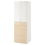 IKEA SMÅSTAD СМОСТАД / PLATSA ПЛАТСА, гардероб, белый / бирюзовый с 4 выдвижными ящиками, 60x57x181 см 494.309.37 фото