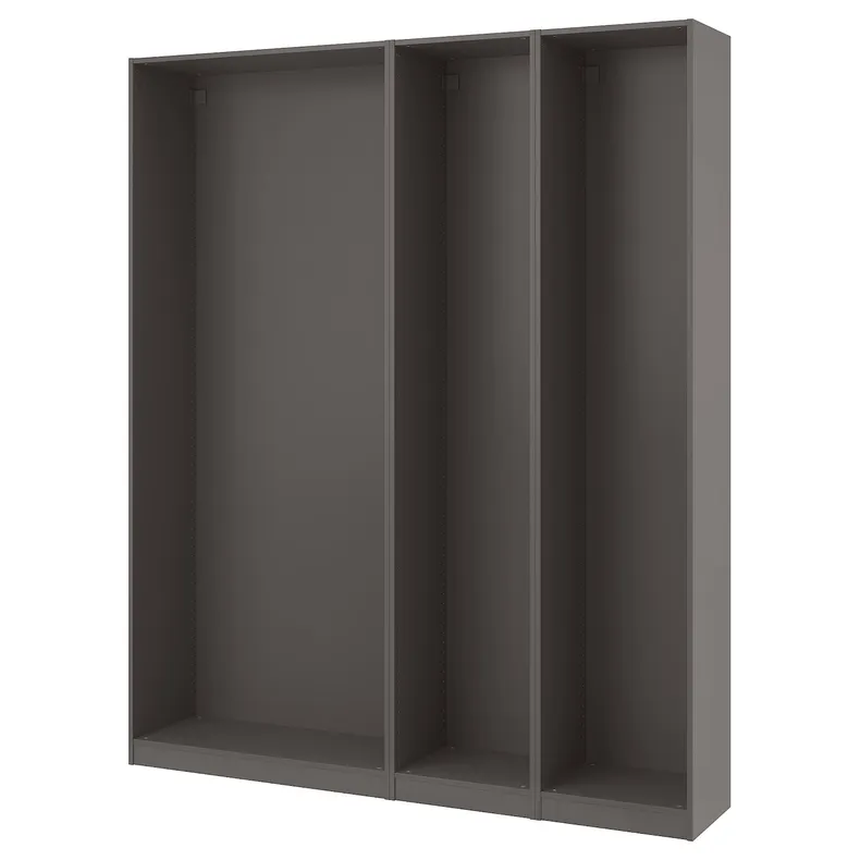 IKEA PAX ПАКС, 3 каркаса гардеробов, тёмно-серый, 200x35x236 см 394.321.83 фото №1