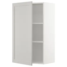 IKEA METOD МЕТОД, шафа навісна із полицями, білий / світло-сірий Lerhyttan, 60x100 см 494.580.64 фото