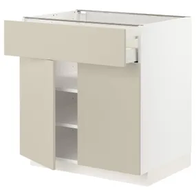 IKEA METOD МЕТОД / MAXIMERA МАКСИМЕРА, напольный шкаф с ящиком / 2дверцами, белый / гавсторпский бежевый, 80x60 см 394.627.35 фото