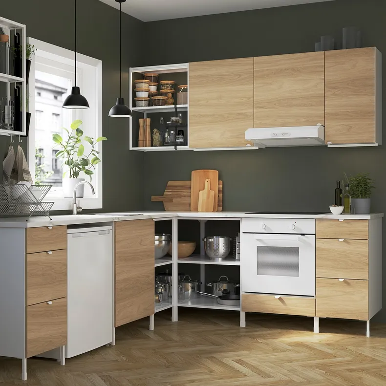 IKEA ENHET ЭНХЕТ, угловая кухня, белый / имит. дуб 793.380.27 фото №2