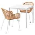 IKEA MELLTORP МЕЛЬТОРП / NILSOVE НІЛЬСОВЕ, стіл+2 стільці, білий ротанг / білий, 75x75 см 292.972.94 фото thumb №1