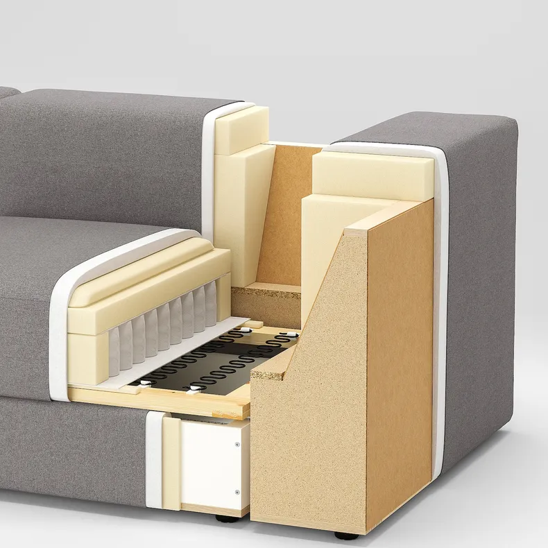 IKEA JÄTTEBO ЄТТЕБУ, 4,5міс модульний диван з кушеткою, правий / ТОНЕРУД сірий 794.714.03 фото №7