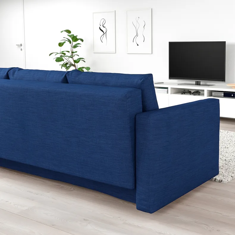 IKEA FRIHETEN ФРІХЕТЕН, 3-місний диван-ліжко, СКІФТЕБУ синій 604.315.63 фото №4