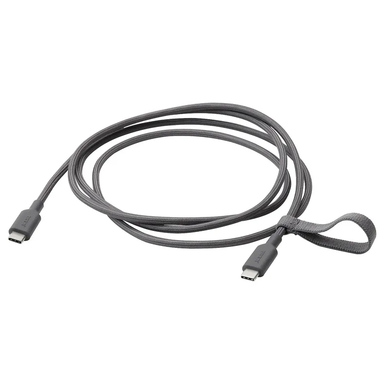 IKEA LILLHULT ЛИЛЛЬХУЛЬТ, кабель USB-C–USB-C, тёмно-серый, 1.5 m 505.276.03 фото №1