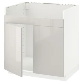 IKEA METOD МЕТОД, шкаф д / двойной мойки ХАВСЕН, белый / светло-серый, 80x60 см 194.691.82 фото