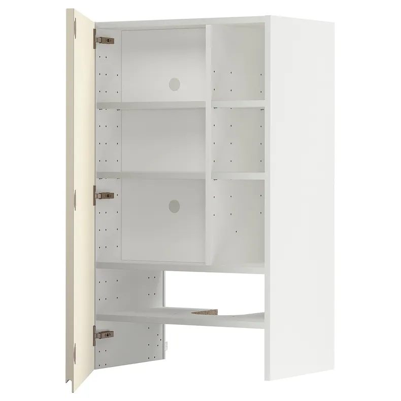 IKEA METOD МЕТОД, настінн шаф д / витяжки з полиц / дверц, білий / Voxtorp високий глянець світло-бежевий, 60x100 см 495.042.35 фото №1