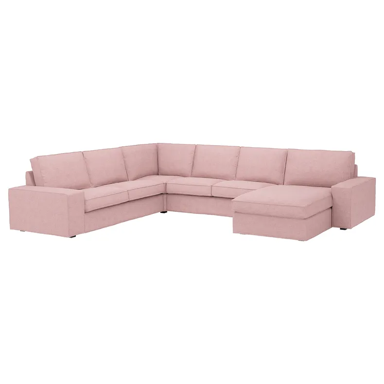 IKEA KIVIK КІВІК, кутовий диван, 5-місний з кушеткою, Гарматний світло-рожевий 994.847.15 фото №1