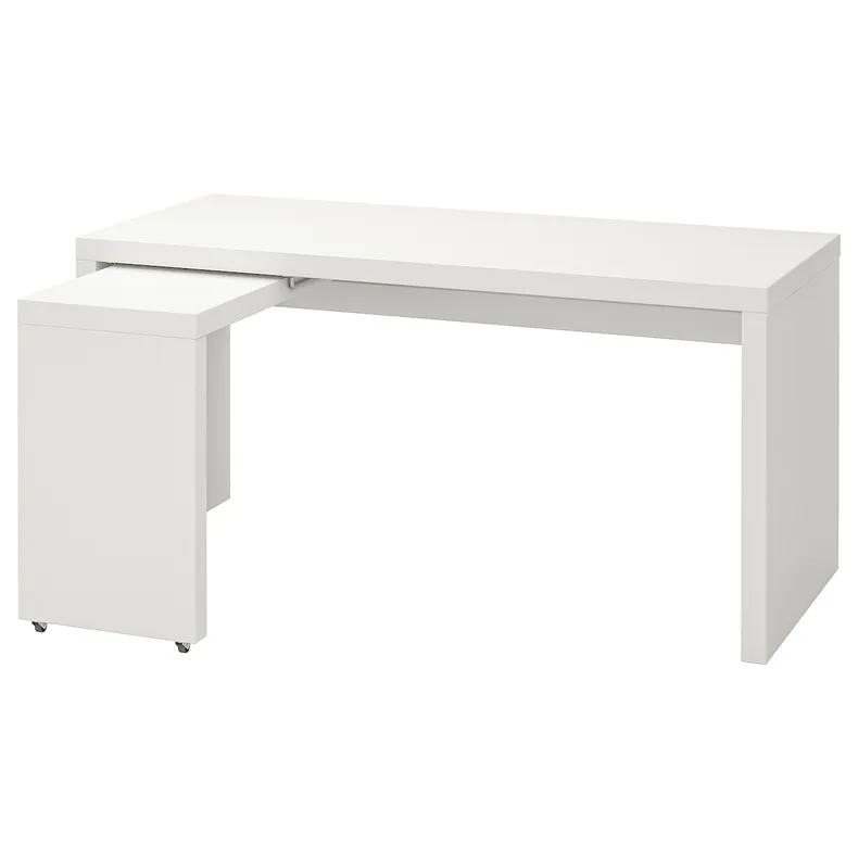 IKEA MALM МАЛЬМ, письмовий стіл із висувною панеллю, білий, 151x65 см 702.141.92 фото №1