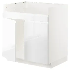 IKEA METOD МЕТОД, шкаф д / двойной мойки ХАВСЕН, белый / Воксторп глянцевый / белый, 80x60 см 594.547.82 фото