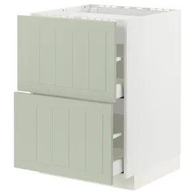IKEA METOD МЕТОД / MAXIMERA МАКСИМЕРА, шкаф д / варочной панели / 2фасада / 2ящ, белый / светло-зеленый, 60x60 см 594.873.39 фото