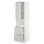 IKEA METOD МЕТОД / MAXIMERA МАКСІМЕРА, висока шафа для мікрох печі, 2 шухл, білий / світло-сірий Lerhyttan, 60x60x220 см 294.565.13 фото
