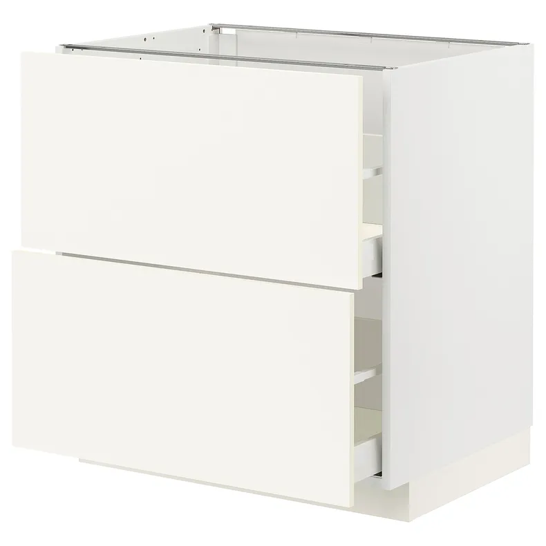IKEA METOD МЕТОД / MAXIMERA МАКСИМЕРА, напольный шкаф 2фасада / 2выс ящика, белый / Вальстена белый, 80x60 см 295.071.69 фото №1