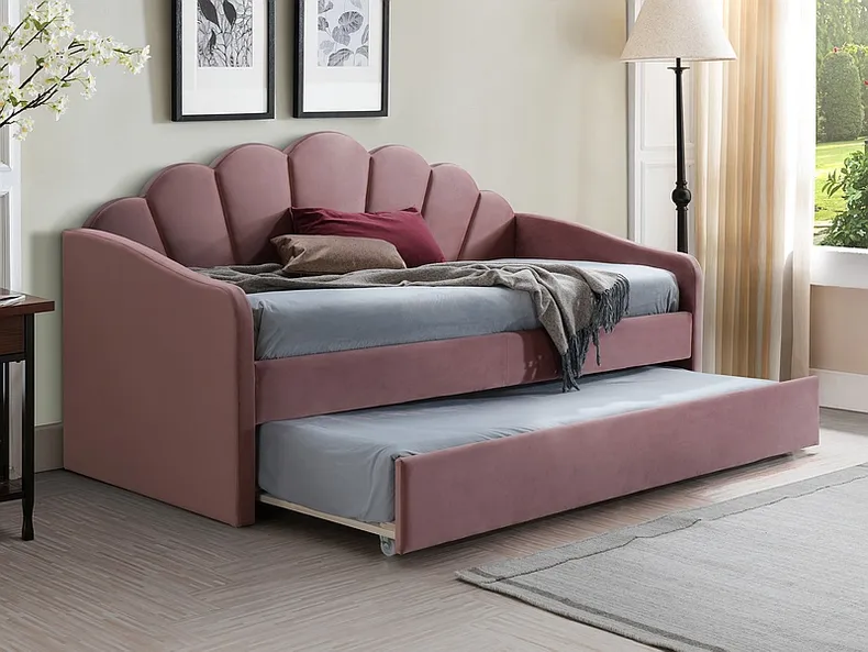 Ліжко односпальне оксамитове SIGNAL BELLA Velvet, Bluvel 52 - античний рожевий, 90x200 см фото №1