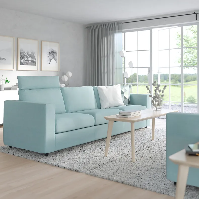 IKEA VIMLE ВІМЛЕ, 3-місний диван, з узголів'ям / САКСЕМАРА світло-синій 493.990.55 фото №2